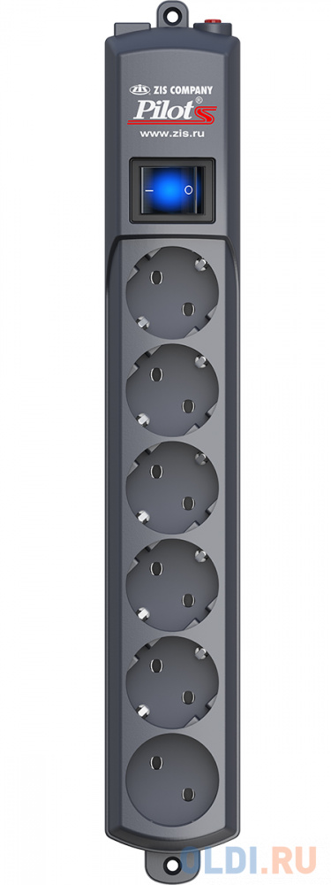 Pilot S surge protector 6 outlets (EUR 5 + 1 without grounding) 10 m, graphite Pilot S10M Graphite - фото 2