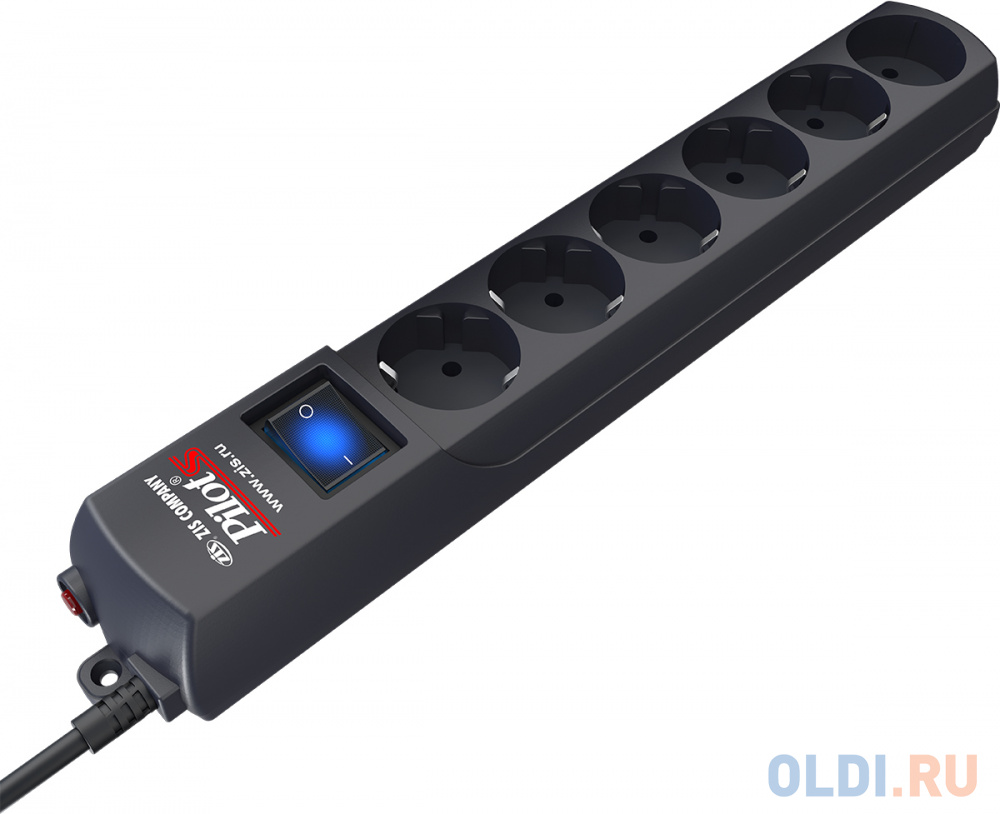 Pilot S surge protector 6 outlets (EUR 5 + 1 without grounding) 10 m, graphite Pilot S10M Graphite - фото 3