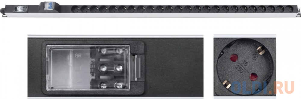 Блок розеток Cabeus PDU-32-24S-B-T 24 розетки, цвет черный, размер 45 х 45 х 1400 мм - фото 1
