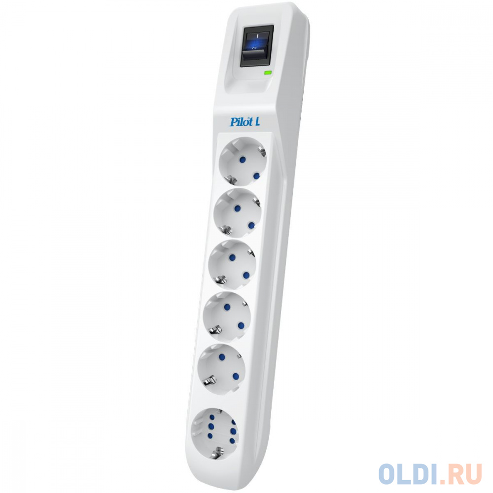 Сетевой фильтр Pilot L GP 6 розеток (5 евро + 1GP) 10 м/ Surge protector Pilot L GP 6 outlets (5 EUR + 1GP) 10 m white