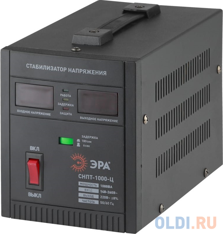 Стабилизатор напряжения Эра СНПТ-1000-Ц электронный однофазный черный