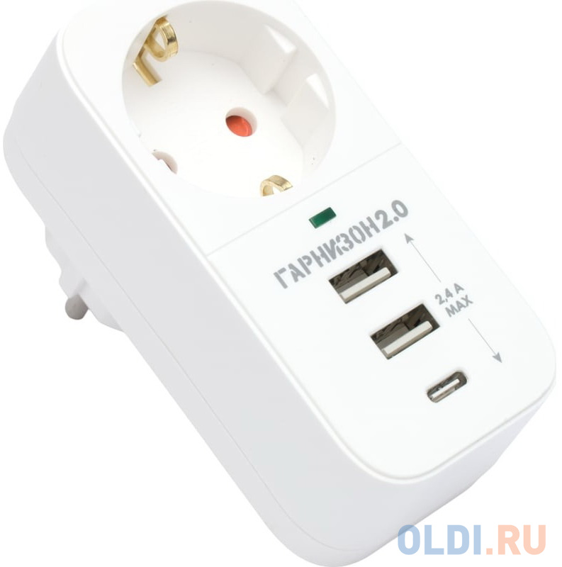 

Гарнизон Сетевой фильтр SKT-1-CU2-W 2.0 Мультипорт однорозеточный, 1р, 16А, 1xType-C, 2 х USB, ур.защиты 2+, белый (21440)