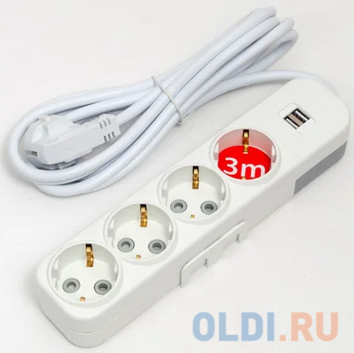 

ELBI Myra Удлинитель с/з 4вх с защитными шторками USB 3м (3x1,5) 527-040203-421