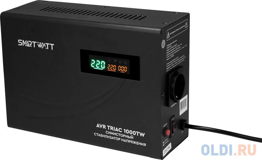 

Стабилизатор напряжения SMARTWATT AVR Triac 1000TW 1 розетка 4512020380001, Черный