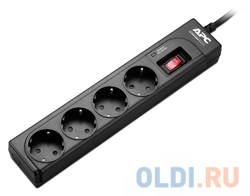 Сетевой фильтр APC P43B-RS Essential SurgeArrest 4 outlets, 1 meter power cord, 230V, black - фото 1