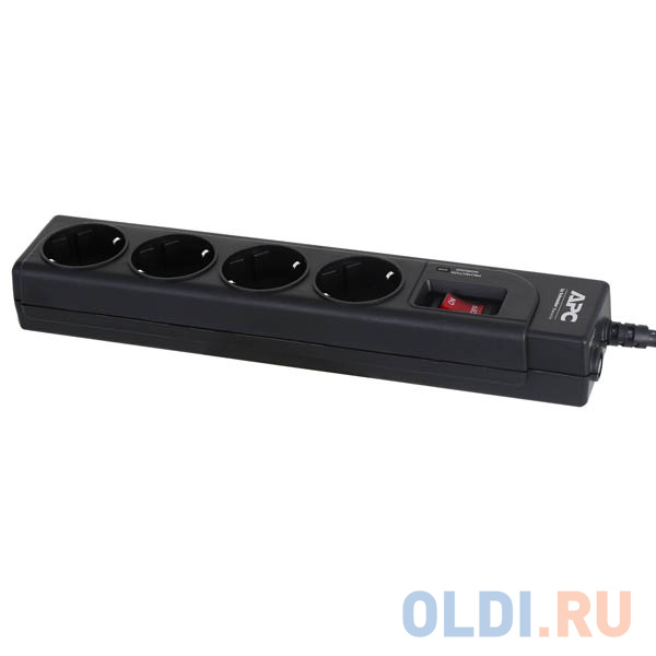 Сетевой фильтр APC P43B-RS Essential SurgeArrest 4 outlets, 1 meter power cord, 230V, black - фото 2