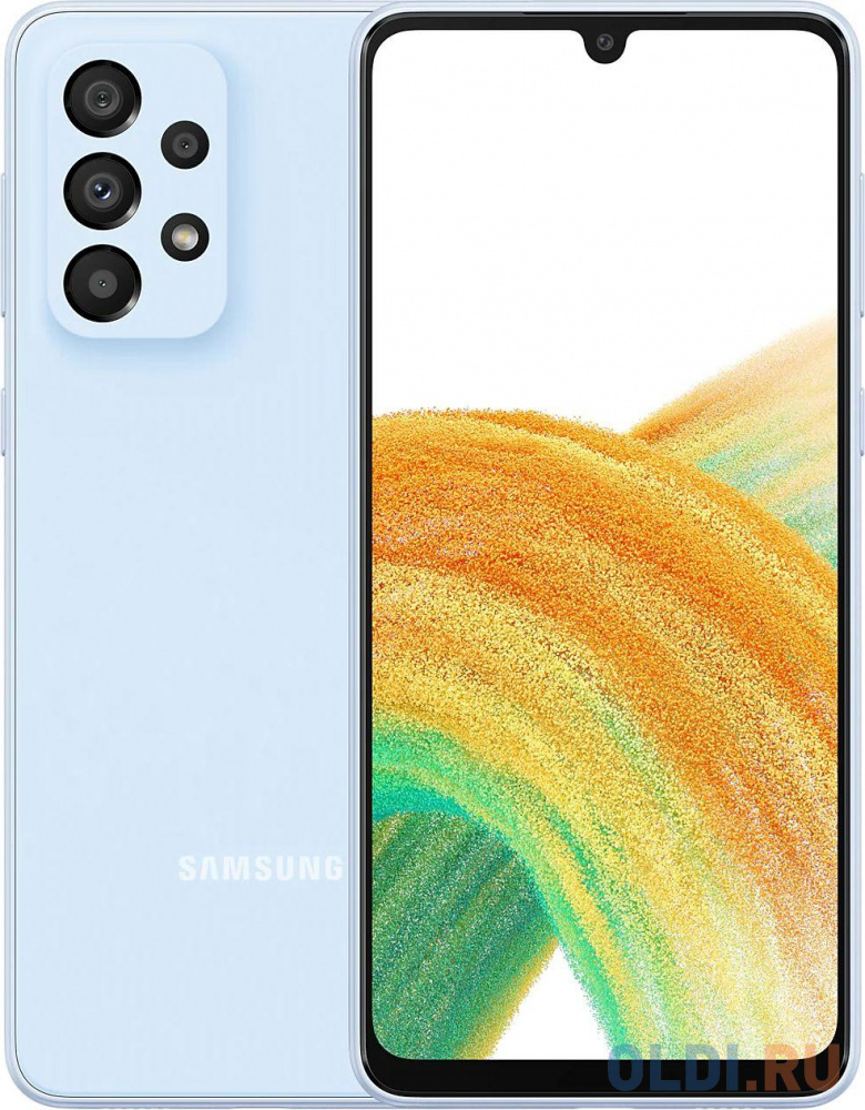 

Смартфон Samsung SM-A336E Galaxy A33 5G 128Gb 6Gb небесно-голубой моноблок 3G 4G 2Sim 6.4" 1080x2400 Android 12 48Mpix 802.11 a/b/g/n/ac NFC GPS