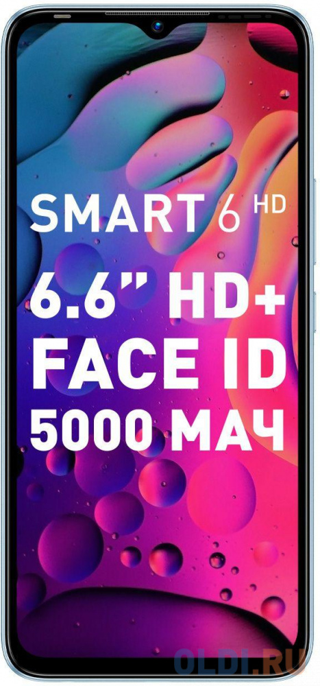 

Смартфон Infinix X6512 Smart 6 HD 32Gb 2Gb голубой моноблок 3G 4G 2Sim 6.6" 720x1600 Android 11 Go edition 8Mpix 802.11 b/g/n GPS GSM900/1800 GSM