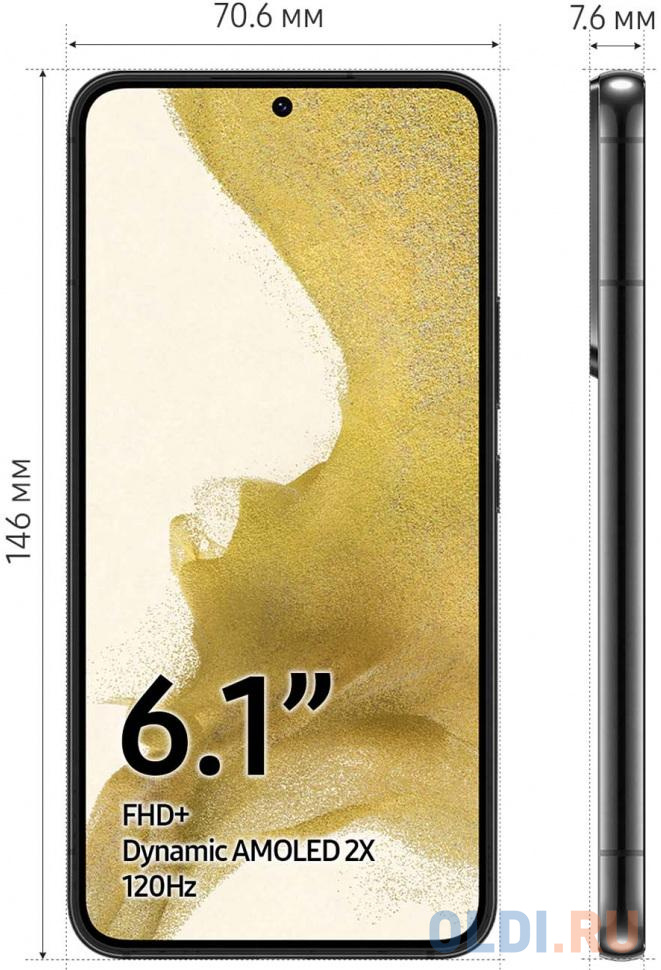 Смартфон/ Смартфон Samsung Galaxy S22 8/256Gb Phantom Black 6.1"/1080x2340 (FHD+)/Dynamic AMOLED 2X/10MP/50MP+10MP+12MP/Dual-SIM/NFC/USB Type-C/3 фото