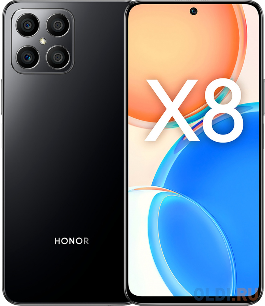 Смартфон Honor X8 128 Gb Black, цвет черный, размер 163.4х74,7х7,5 мм - фото 1