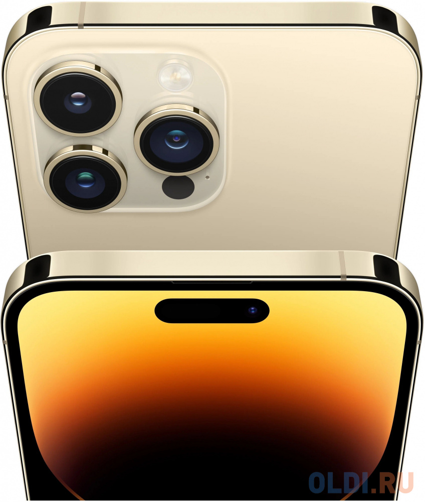 Смартфон Apple A2892 iPhone 14 Pro 128Gb 6Gb золотой моноблок 3G 4G 2Sim 6.1" 1179x2556 iOS 16 48Mpix 802.11 a/b/g/n/ac/ax NFC GPS GSM900/1800 GS фото
