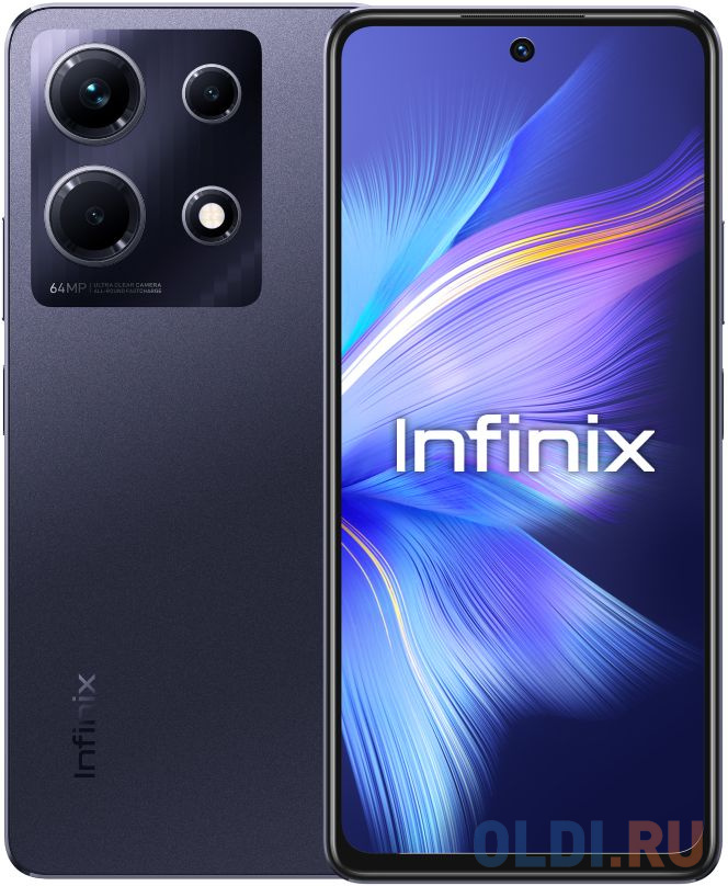 Смартфон Infinix X6833B Note 30 256Gb 8Gb черный моноблок 3G 4G 2Sim 6.78" 1080x2460 Android 13 64Mpix 802.11 a/b/g/n/ac NFC GPS GSM900/1800 GSM1