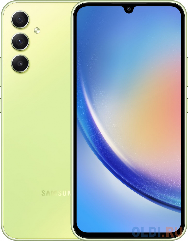 

Смартфон Samsung SM-A346E Galaxy A34 5G 128Gb 8Gb зеленый лайм моноблок 3G 4G 2Sim 6.6" 1080x2340 Android 13 48Mpix 802.11 a/b/g/n/ac NFC GPS GSM