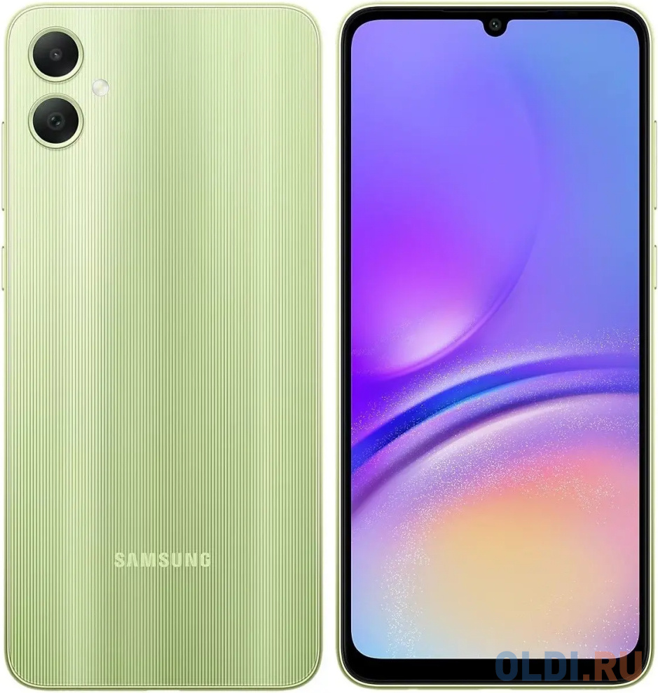 Смартфон Samsung Galaxy A05 128 Gb Green смартфон a70 a665l 128 3 field green 6 6 ips 1612x720 unisoc t603 core 8 x 1 8 ghz 3 gb ram 128gb rom 2 sim 13 0 08 mp 4g lte 5000 mah