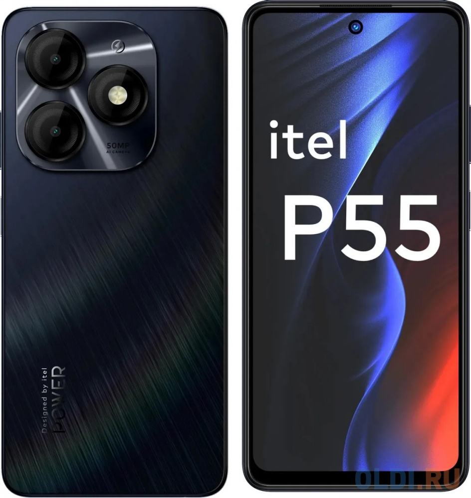 Смартфон P55 A666LN 256+8 Moonlit black 6, 6" IPS 1612x720, Unisoc T606 8x1.6ГГц, 8 GB RAM, 256 GB ROM, 2 SIM, 50+8 Мп, 4G (LTE), 5000 мАч - P55 A666LN 256+8 Moonlit black