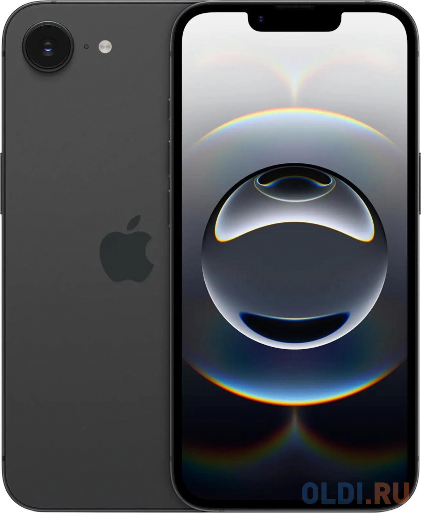 Смартфон Apple A3409 iPhone 16e 128Gb черный моноблок 3G 4G 1Sim 6.1" 1170x2532 iOS 18 48Mpix 802.11 a/b/g/n/ac/ax NFC GPS Protect - MD1Q4HN/A