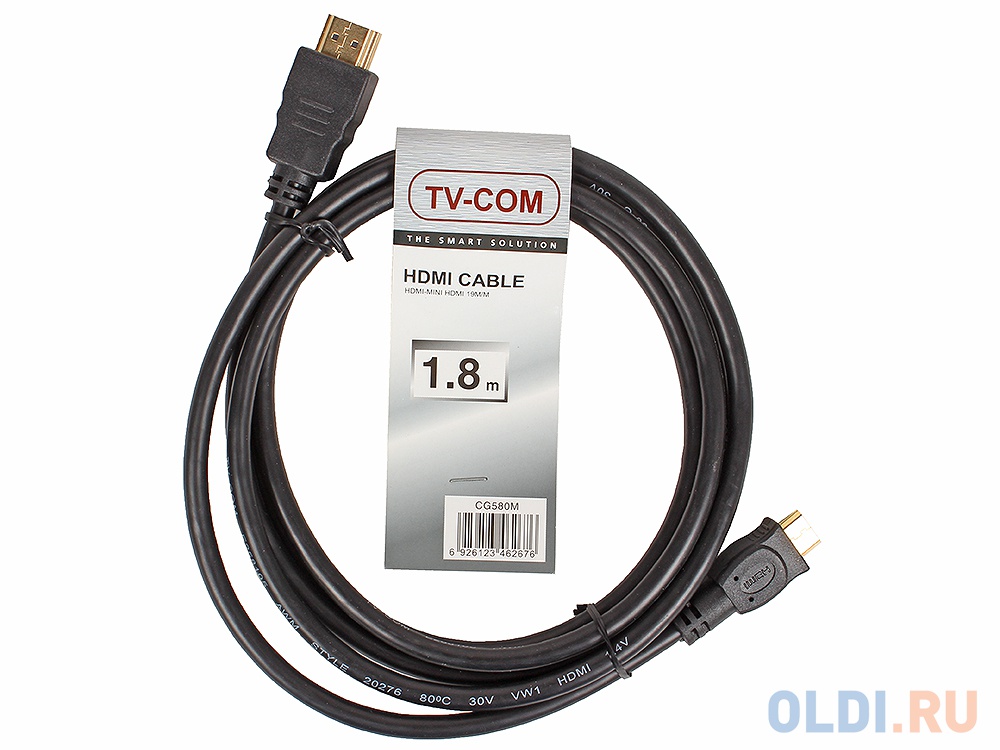 Кабель HDMI to MiniHDMI ver1.4V+3D, 1.8m, TV-COM <CG580M-1.8M - фото 1