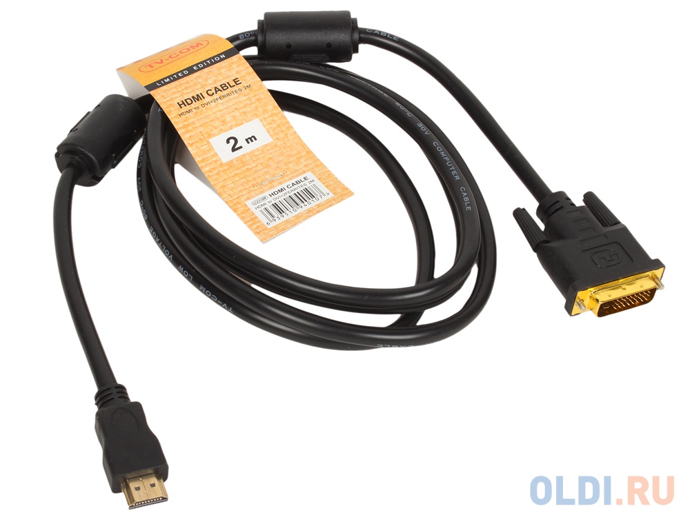 Кабель HDMI to DVI-D (19M -25M) 2м, 2 фильтра, TV-COM, <LCG135F-1.8M