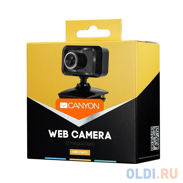 Веб-камера CANYON CNE-CWC1 Enhanced 1.3 Megapixels resolution webcam with USB2.0 connector черный фото