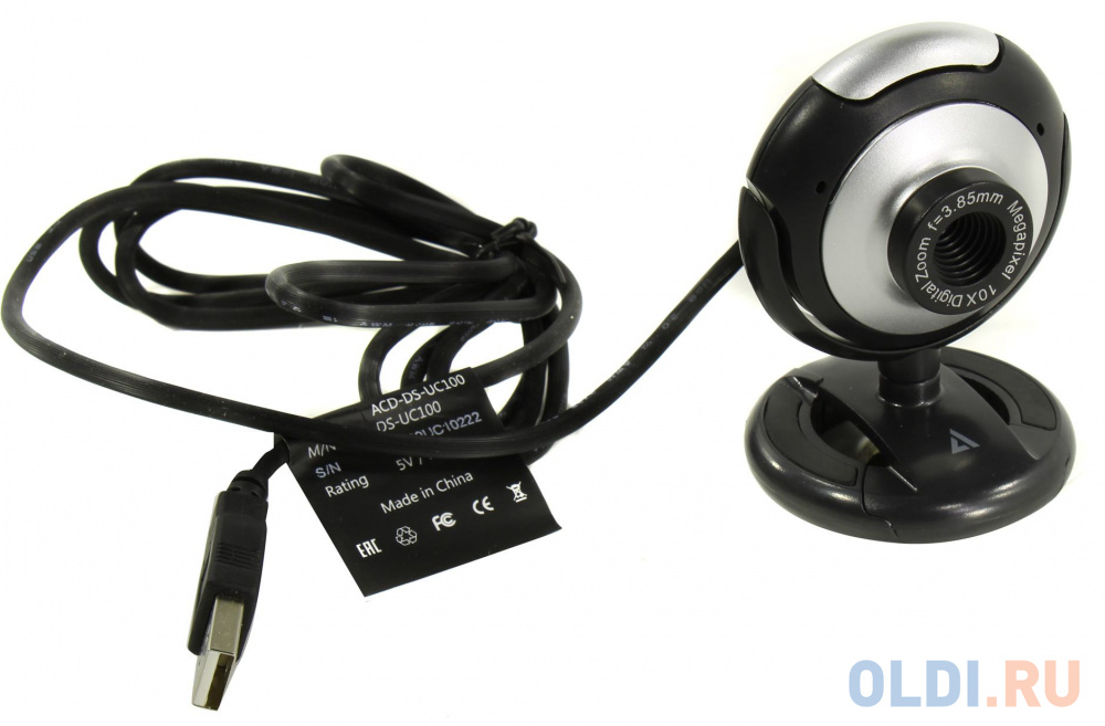 WEB Камера ACD-Vision UC100 CMOS 0.3МПикс, 640x480p, 30к/с, микрофон встр., USB 2.0, универс. крепление, черный корп. RTL {60} от OLDI