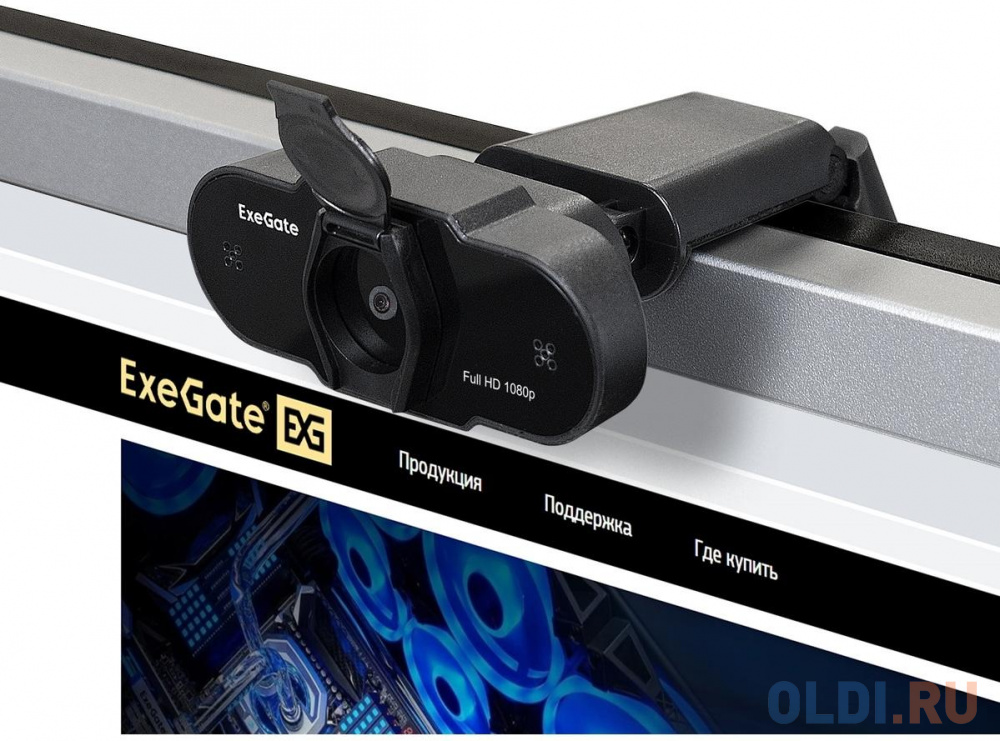 Exegate EX287387RUS Веб-камера ExeGate BlackView C615 FullHD (матрица 1/3" 2 Мп, 1920х1080, 1080P, 30fps, 4-линзовый объектив, шторка, USB, фикси