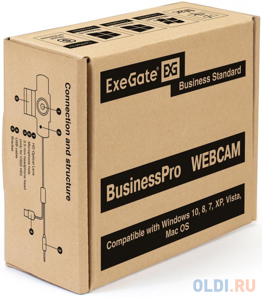 Exegate EX287387RUS Веб-камера ExeGate BlackView C615 FullHD (матрица 1/3" 2 Мп, 1920х1080, 1080P, 30fps, 4-линзовый объектив, шторка, USB, фикси фото