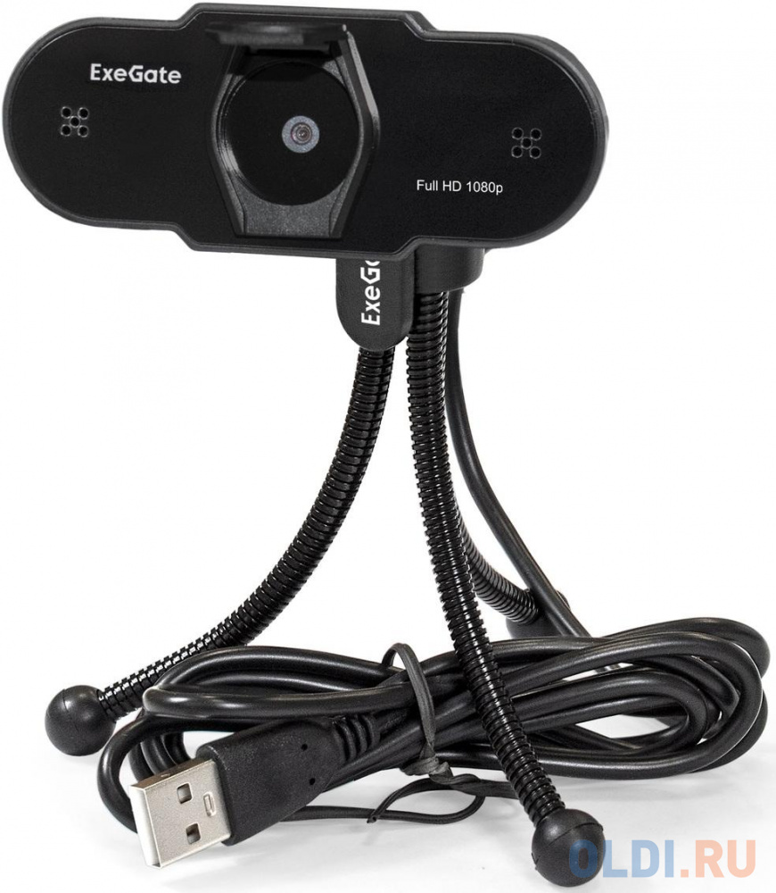 Exegate EX287388RUS Веб-камера ExeGate BlackView C615 FullHD Tripod (матрица 1/3" 2 Мп, 1920х1080, 1080P, 30fps, 4-линзовый объектив, шторка, USB фото