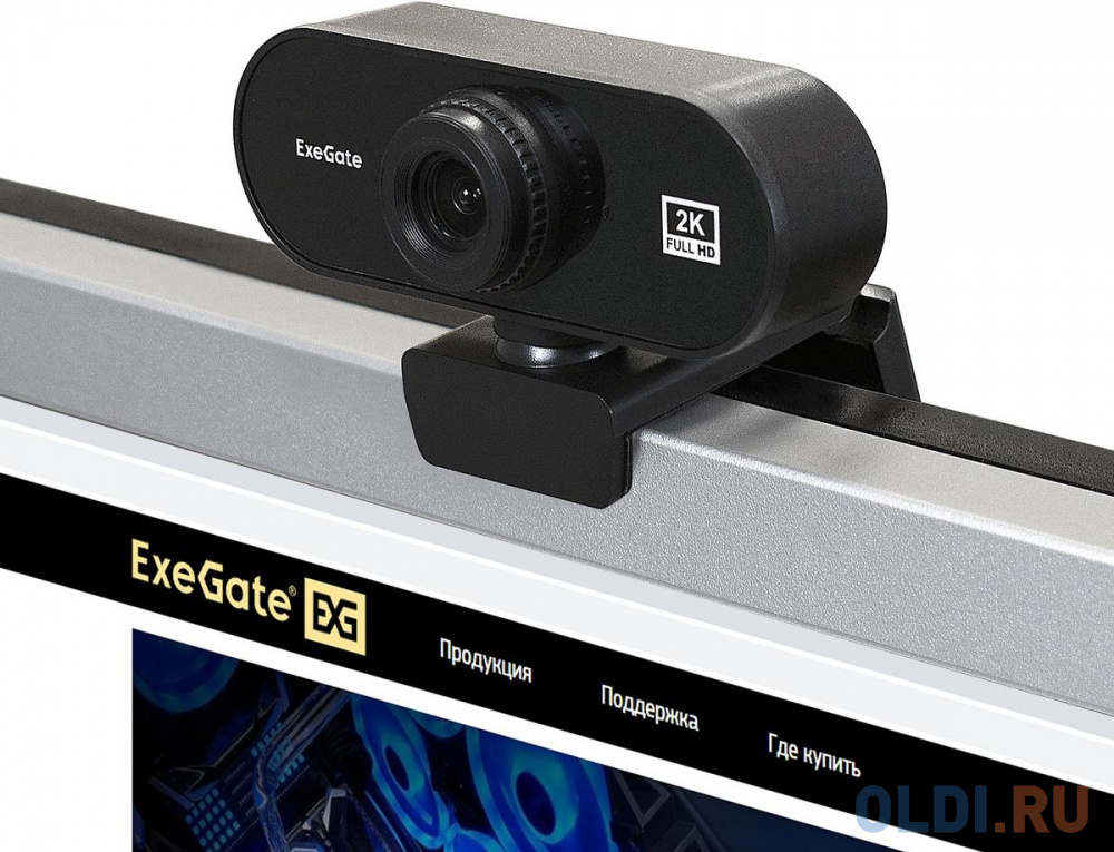 Exegate EX287380RUS Веб-камера ExeGate Stream C940 2K T-Tripod (матрица 1/3" 5Мп, 2560x1440, 30fps, 4-линзовый объектив, ручной фокус, USB, микро фото