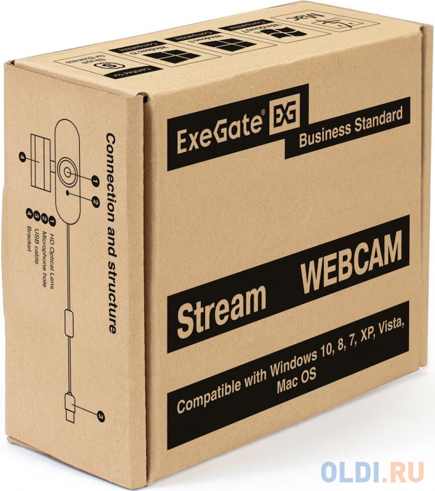 Exegate EX287380RUS Веб-камера ExeGate Stream C940 2K T-Tripod (матрица 1/3" 5Мп, 2560x1440, 30fps, 4-линзовый объектив, ручной фокус, USB, микро фото