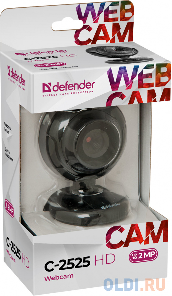 Интернет-камера Defender C-2525HD 2 Мп, универ. крепление,кнопка фото 1600 x 1200 пикс фото