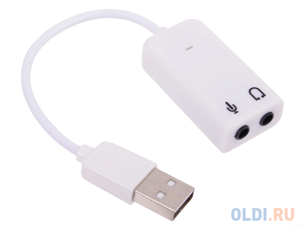 Кабель-адаптер Orient AU-01SW, USB to Audio, 2 x jack 3.5 mm для подключения гарнитуры к порту USB, белый от OLDI