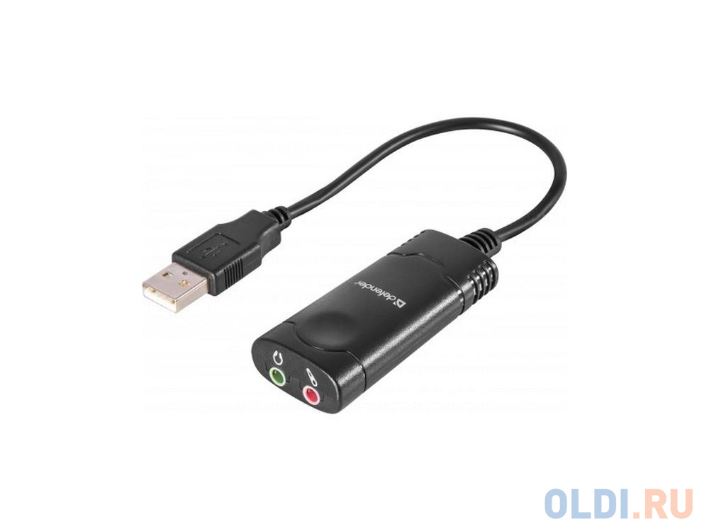 Переходник USB 2.0-2xJack 3.5 (F) Defender Audio 63002 от OLDI