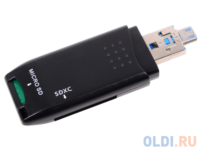 

Картридер ORIENT CR-018B, USB 3.0, SDXC/SD 3.0 UHS-1/SDHC/microSD/T-Flash, поддержка OTG, выдвижной порт microUSB, черный