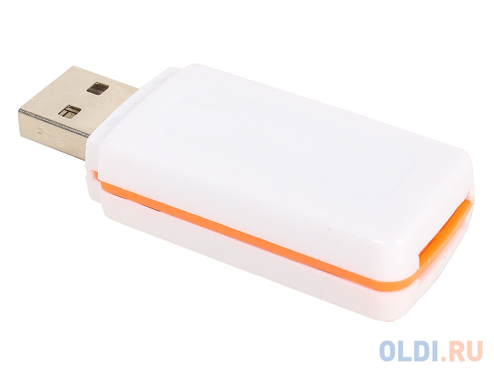 Картридер ORIENT CR-011R, USB 2.0 SDHC/SDXC/microSD/MMC/MS/MS Duo/M2, белый с оранжевым - фото 3