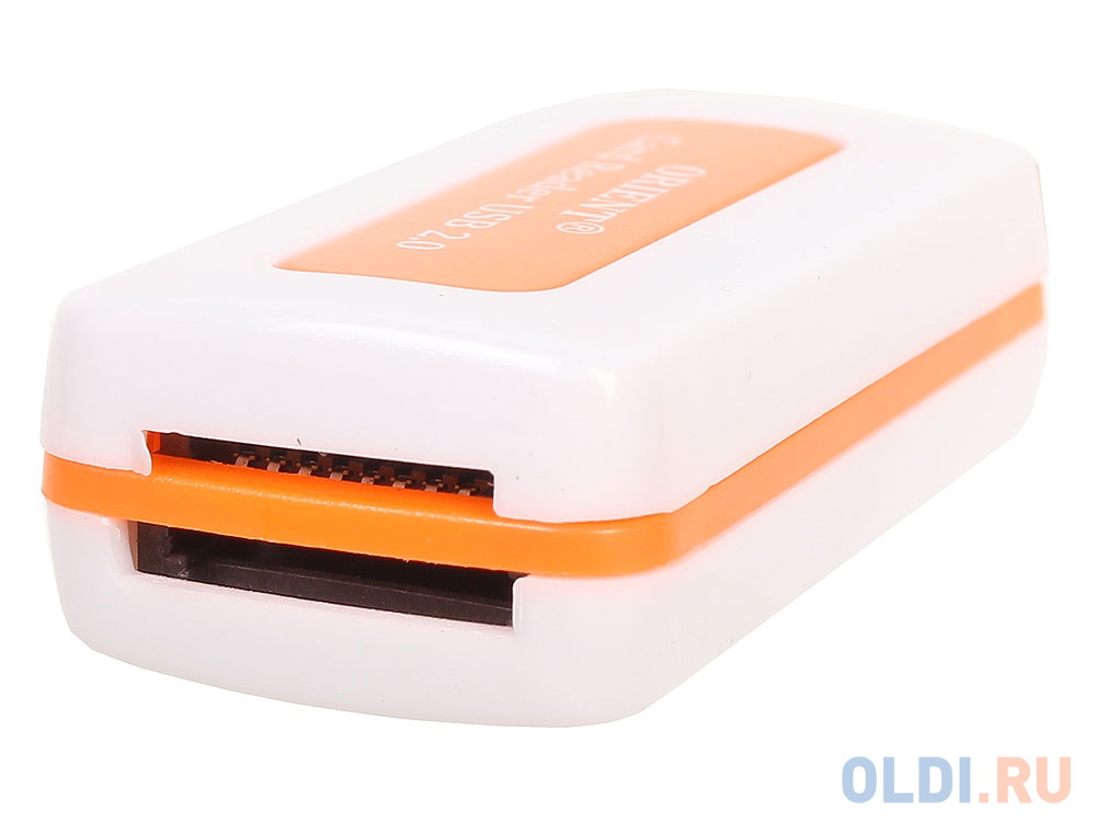 Картридер ORIENT CR-011R, USB 2.0 SDHC/SDXC/microSD/MMC/MS/MS Duo/M2, белый с оранжевым от OLDI