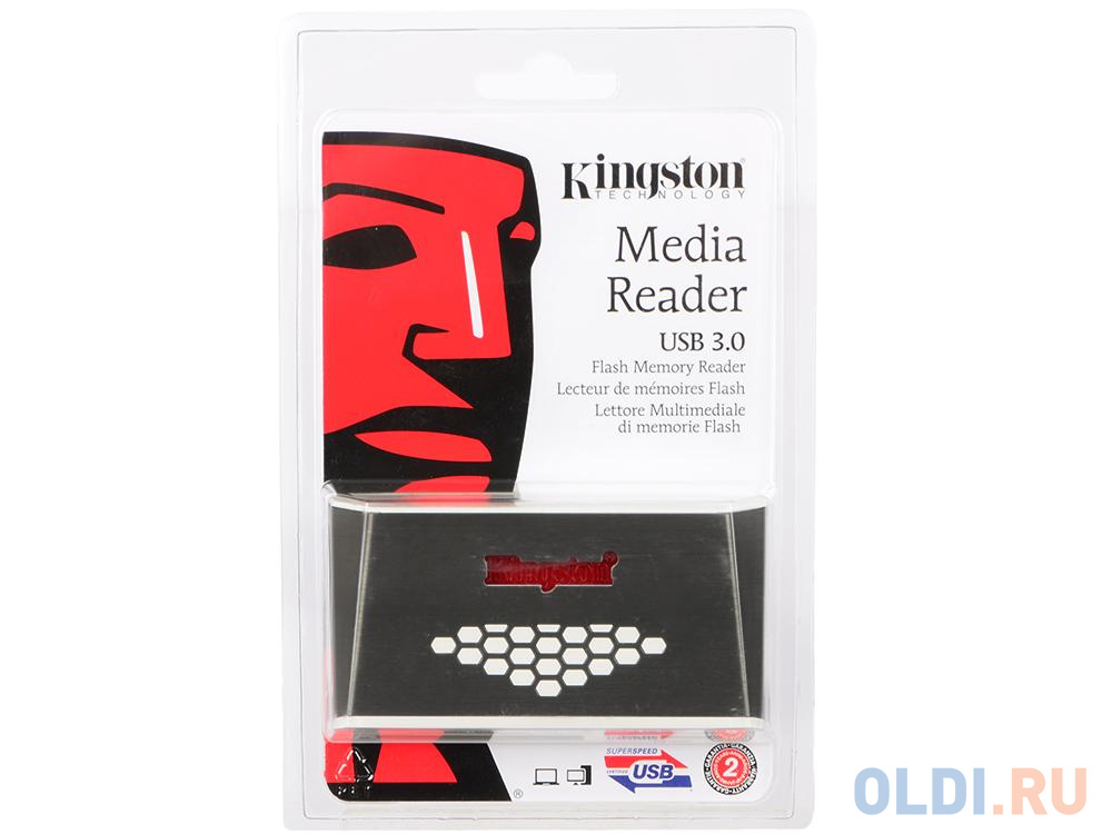 Картридер внешний Kingston FCR-HS4 USB3.0 бело-коричневый от OLDI