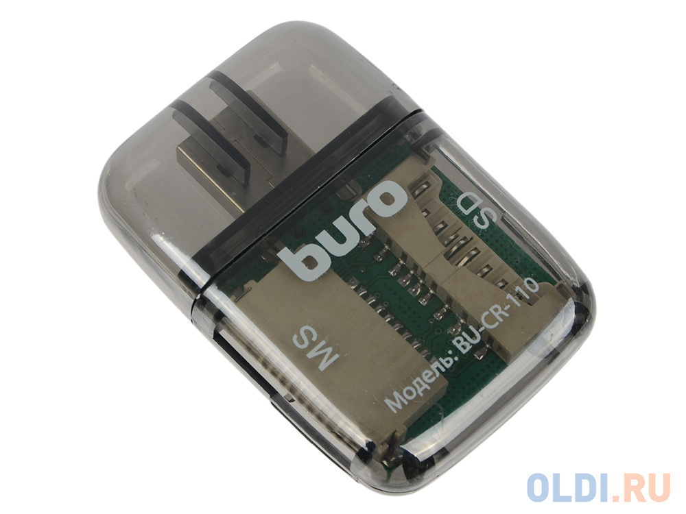 Картридер внешний Buro BU-CR-110 USB2.0 черный - фото 1