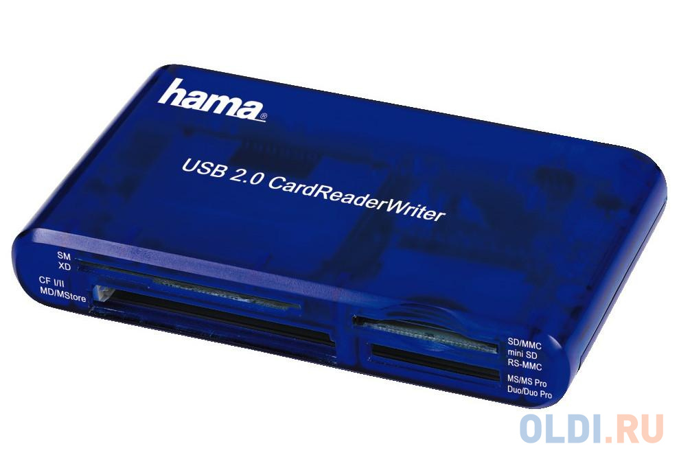 Картридер внешний Hama H-55348 35в1 USB 2.0 поддерживает SDXC синий