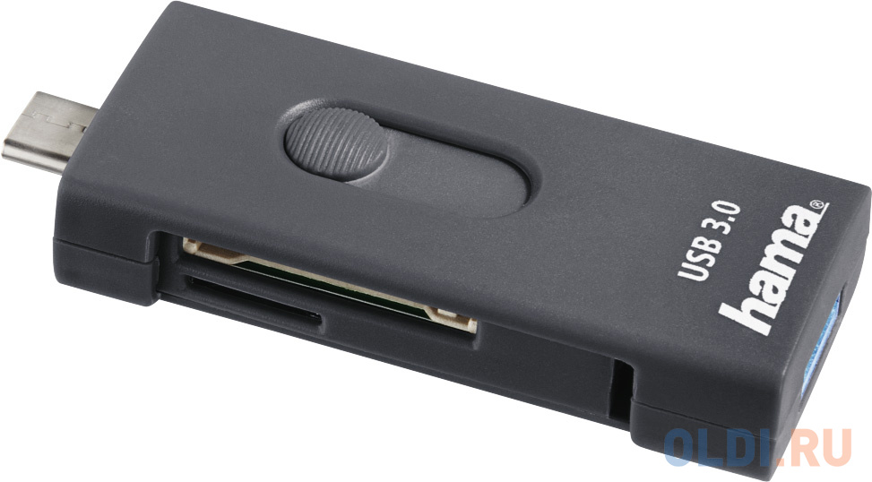 Устройство чтения карт памяти USB 2.0/Type C/OTG Hama 00135753 серый