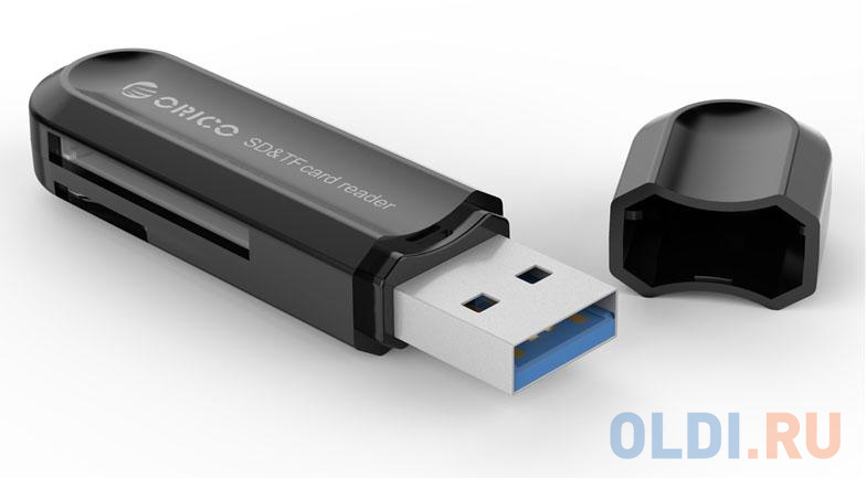 Картридер внешний Orico CRS21 USB3.0 microSD/SDHC/SDXC черный CRS21-BK - фото 1
