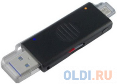 OTG / USB 2.0 Card Reader and Power & Sync KeyChain Adapter (UCR02A) OEM {50}, цвет черный