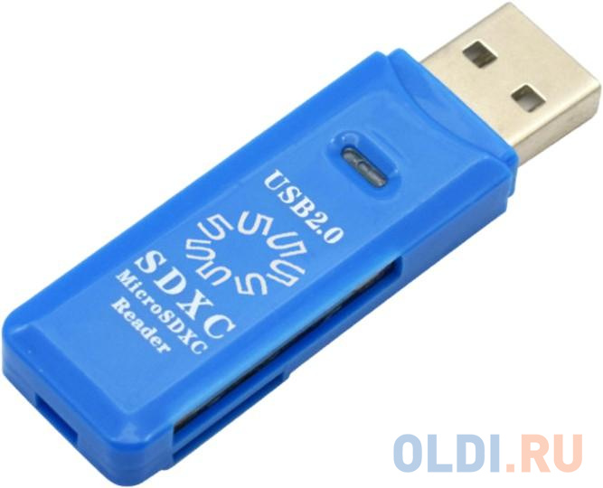 5bites RE2-100BL USB2.0 Устройство ч/з карт памяти  / SD / TF / USB PLUG / BLUE, цвет голубой - фото 1