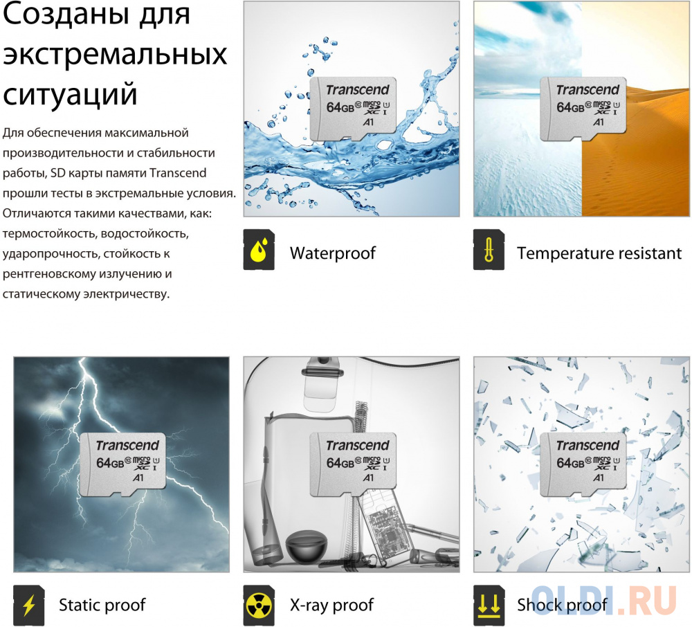 Карта памяти microSDXC 64Gb Class10 Transcend TS64GUSD300S w/o adapter фото