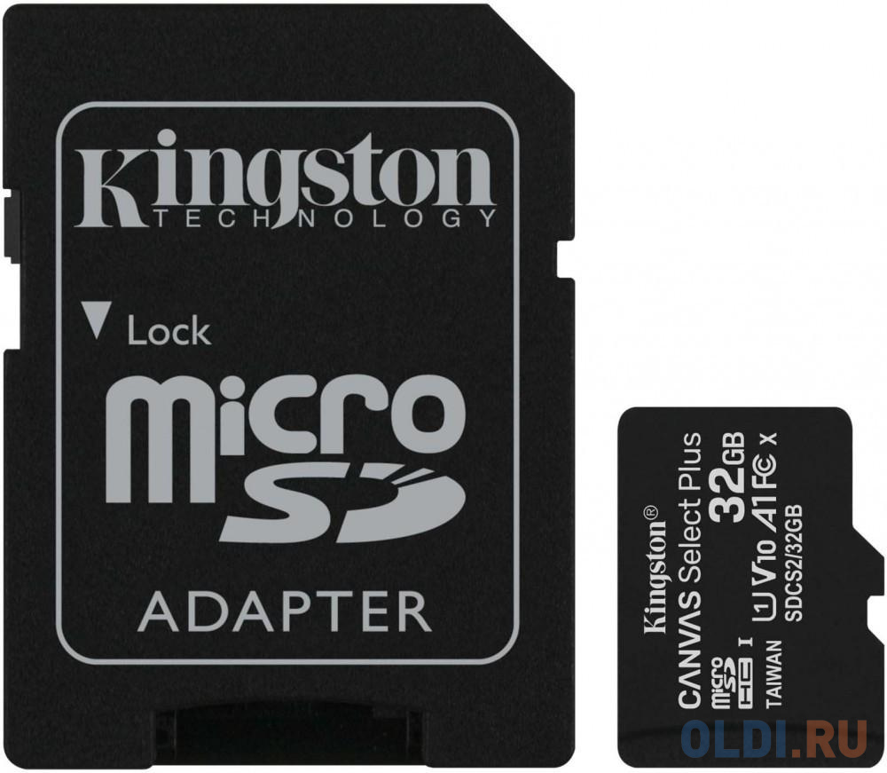 Карта памяти microSDHC 32GB Kingston Class10 UHS-I Canvas Select up to 100MB/s с адапт (SDCS2/32GB) карта памяти microsdhc 64gb kingston class10 canvas select uhs i sdcs2 64gbsp