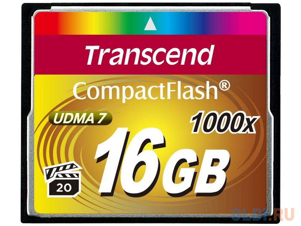 Карта памяти Compact Flash Card 16GB Transcend 1000x TS16GCF1000 флеш накопитель transcend карта памяти transcend 128gb sd card uhs i u3 a2
