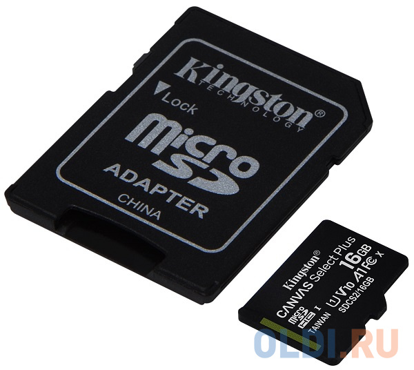 

Карта памяти microSDHC 16GB Kingston Class10 UHS-I Canvas Select up to 100MB/s с адапт (SDCS2/16GB-3P1A