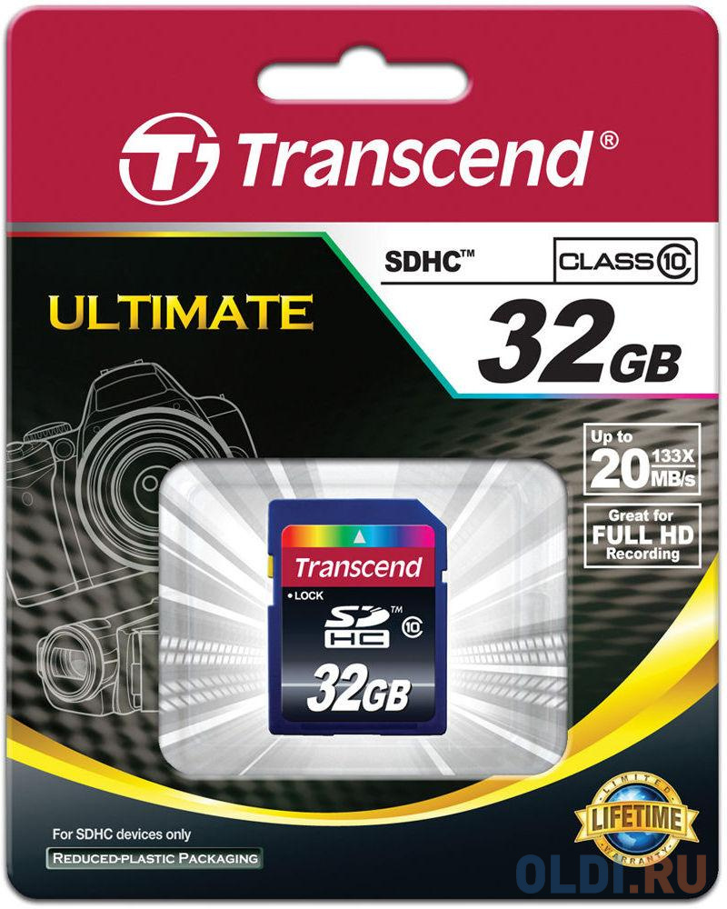 Карта памяти SDHC 32Gb Transcend Class10 (TS32GSDHC10) карта памяти compact flash 32gb transcend 133x