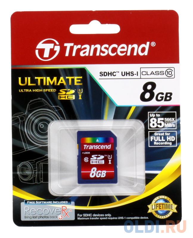 

Карта памяти SDHC 8Gb Transcend UHS-I Class10 (TS8GSDHC10U1)