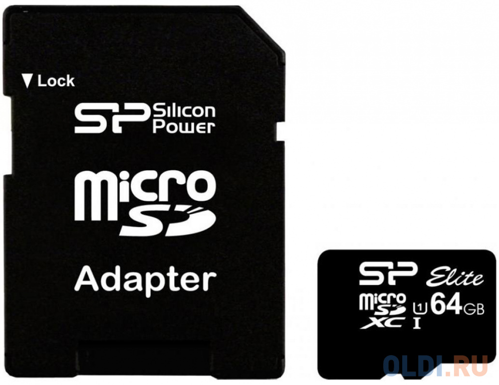 Карта памяти MicroSDXC 64GB Silicon Power Elite UHS-I U1 + SD Adapter (SP064GBSTXBU1V10-SP)