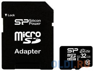 Карта памяти MicroSDHC 32GB Silicon Power Elite UHS-I U1 + SD Adapter (SP032GBSTHBU1V10-SP) карта памяти micro sdhc 16gb class 10 uhs i qumo qm16gmicsdhc10u1 sd adapter